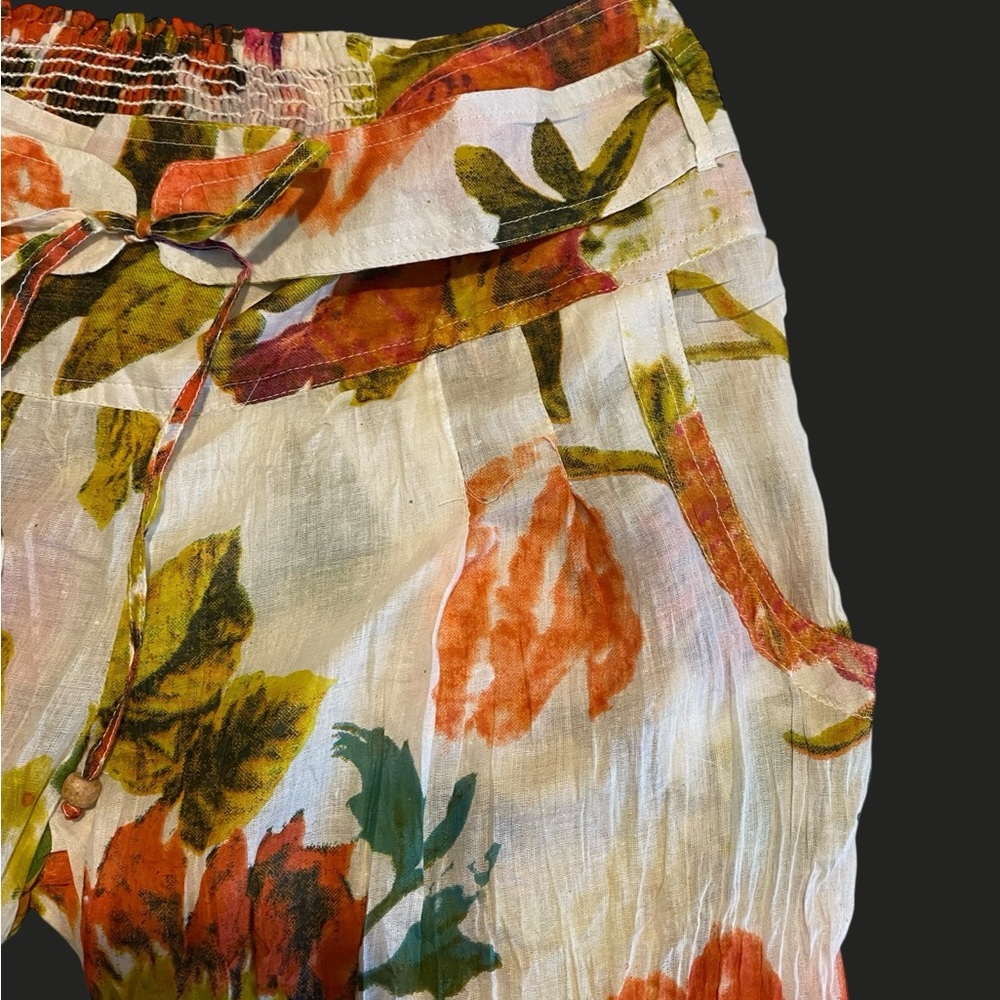 Gauze Palazzo Pants | Floral Print Wide-Leg Boho Pants Resortwear NWT M - Picture 6 of 13